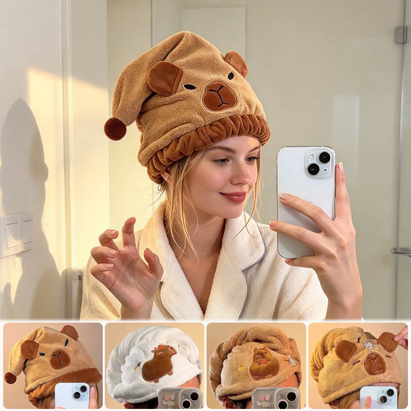 Spa Towel - Capybara Design Coral Fleece Hair Towel