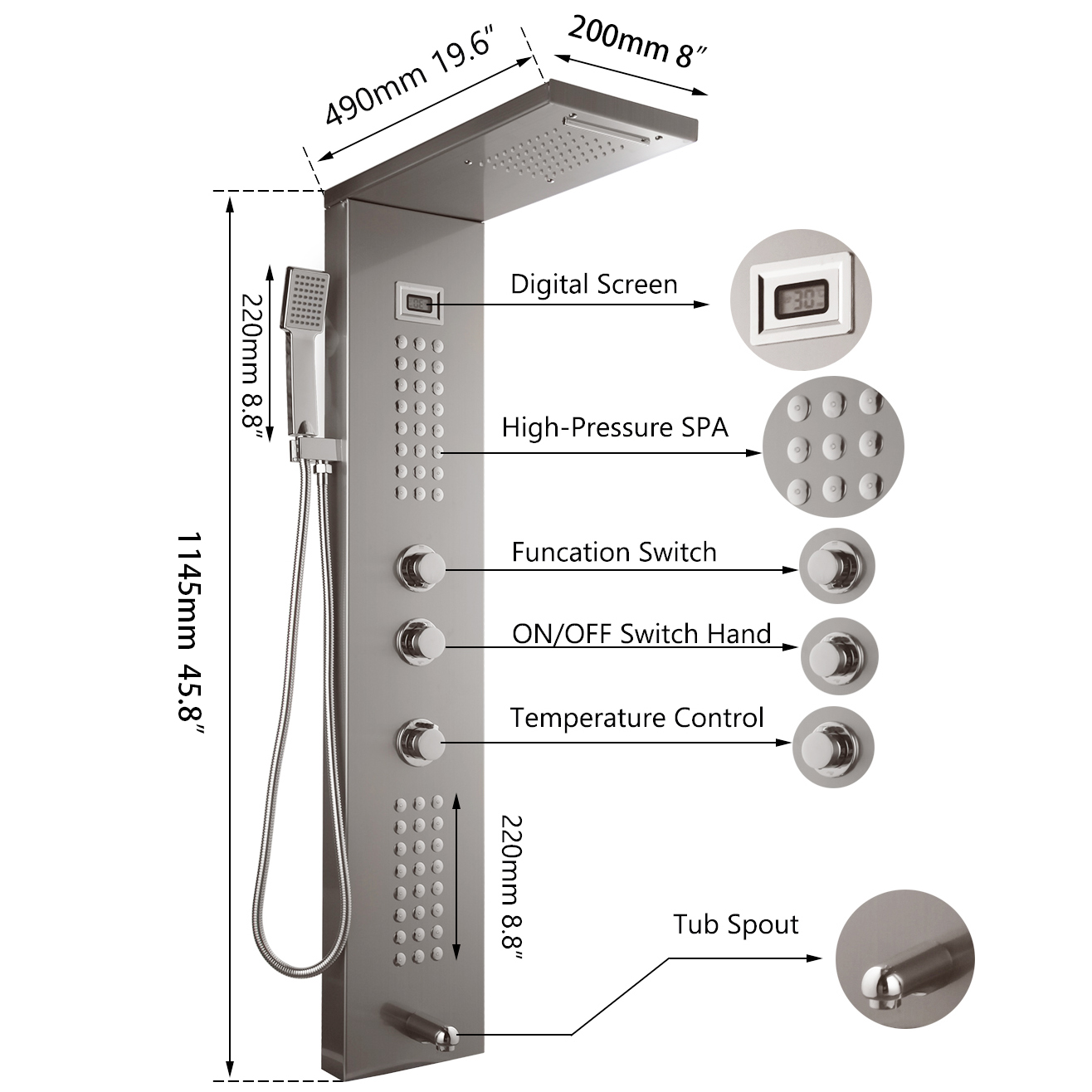 Digital Display Shower Panel S - огляд і ціна Body Brush