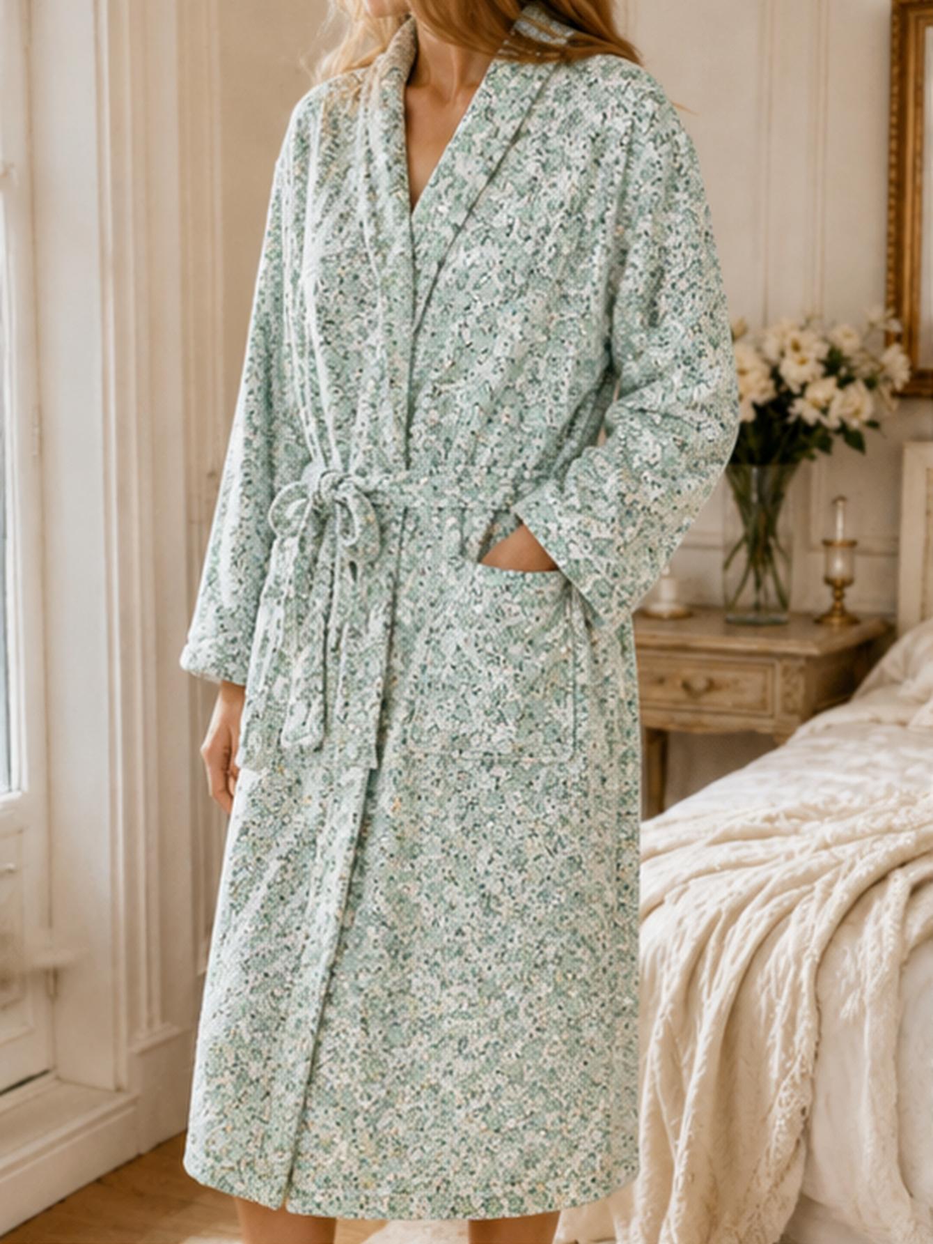 Women Plus Size Green Ditsy Fl - огляд і ціна Bathrobe