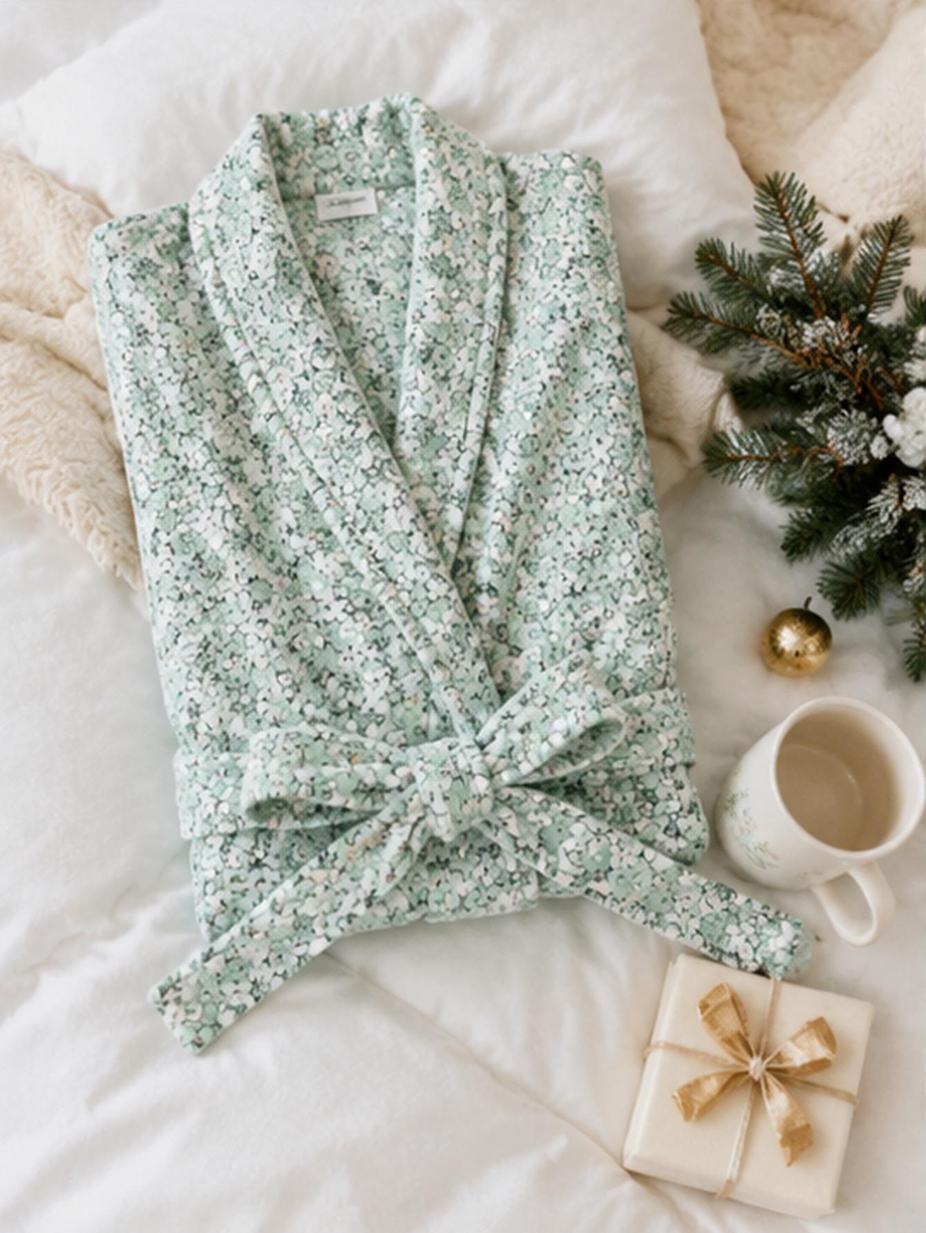 Women Plus Size Green Ditsy Fl - огляд і ціна Bathrobe